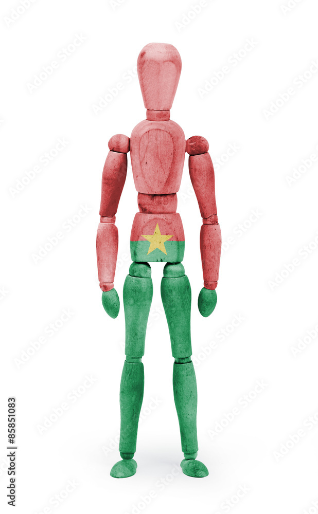 Wood figure mannequin with flag bodypaint - Burkina Faso Wood figure mannequin with flag bodypaint - Burkina Faso