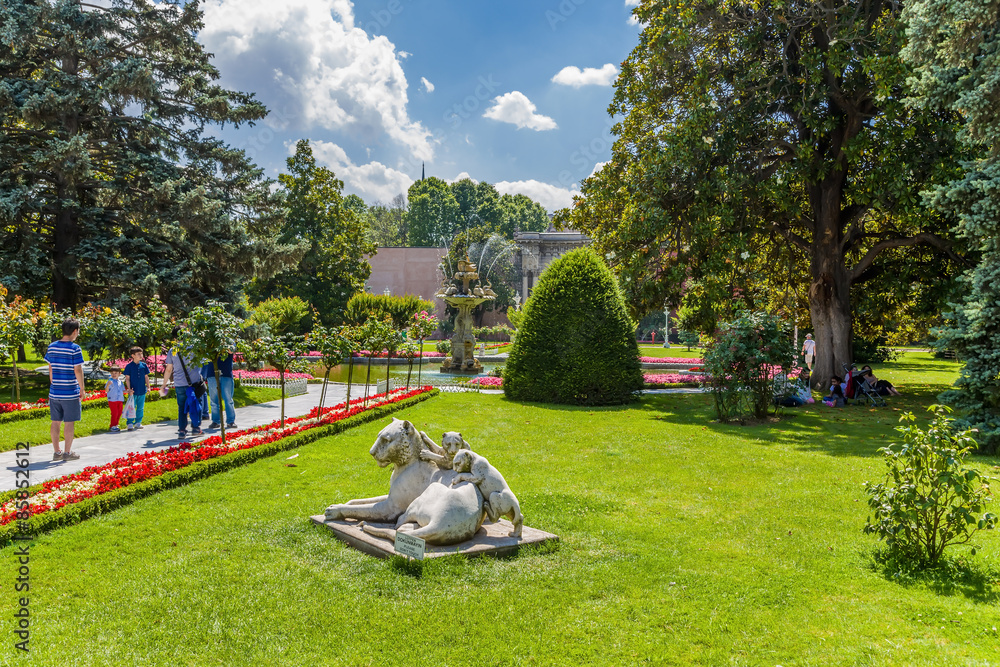 Fototapeta premium Istanbul, Turkey. Sculpture in the park of the palace of the Ottoman sultans Dolmabahce