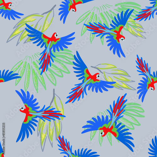 Macaw parrot seamless pattern