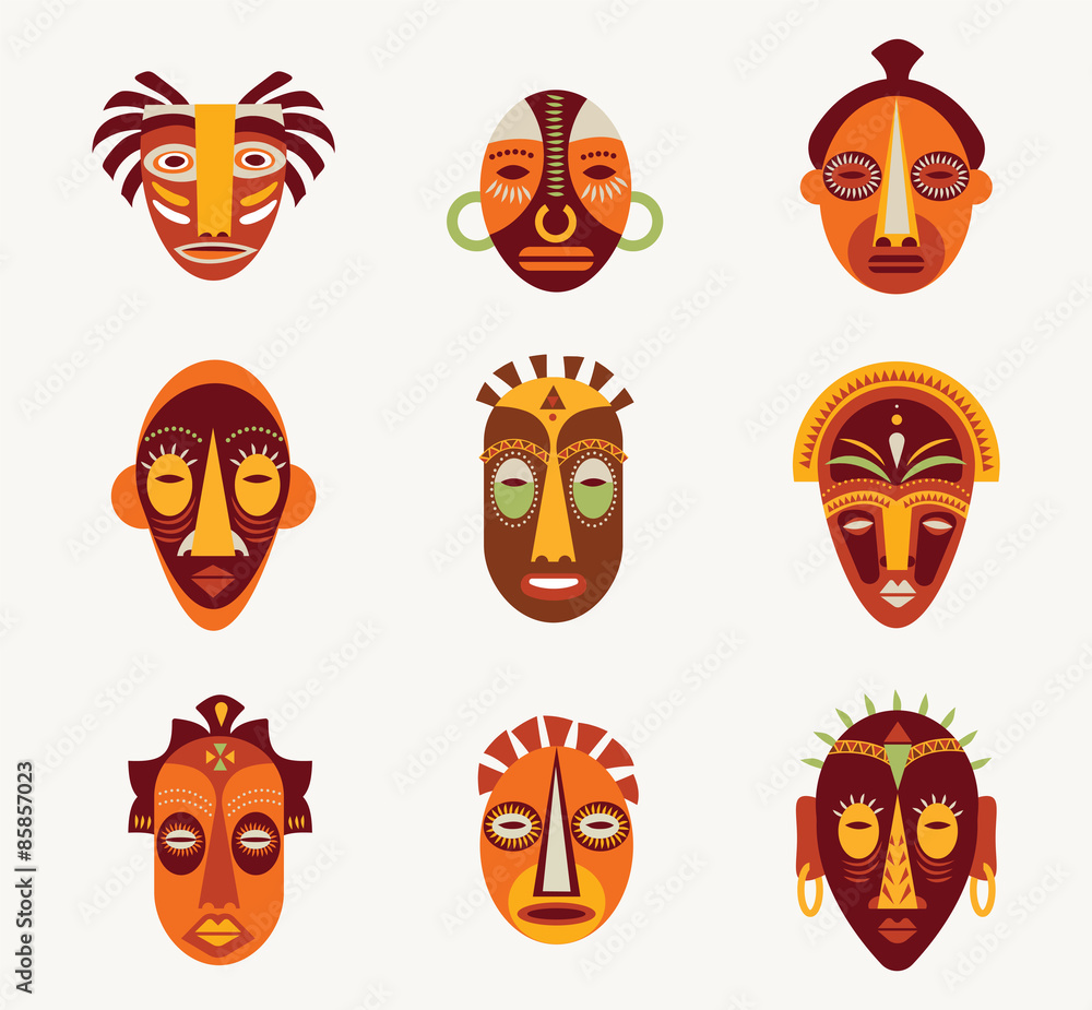African masks set