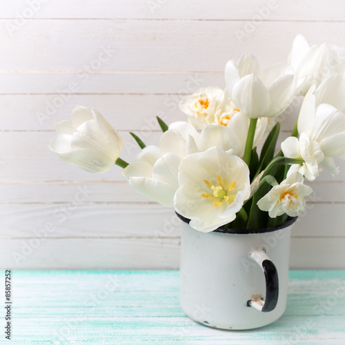 Background with  white tulips
