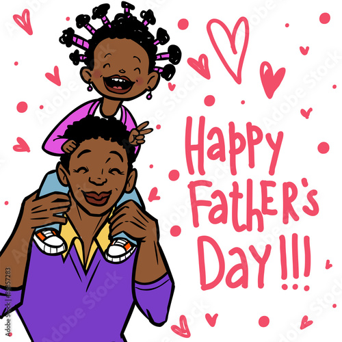 Funny cartoon fathers day card. vector illustration