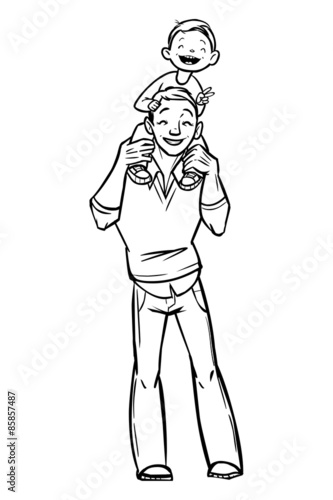 Funny cartoon fathers day card. vector illustration