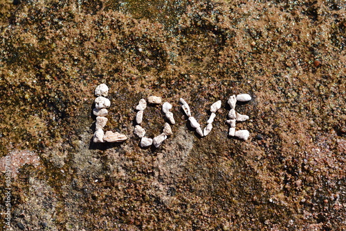 The word love from corals