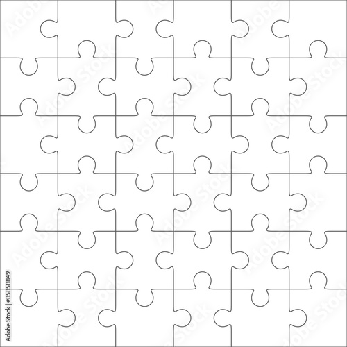 Jigsaw puzzle blank template, 36 pieces