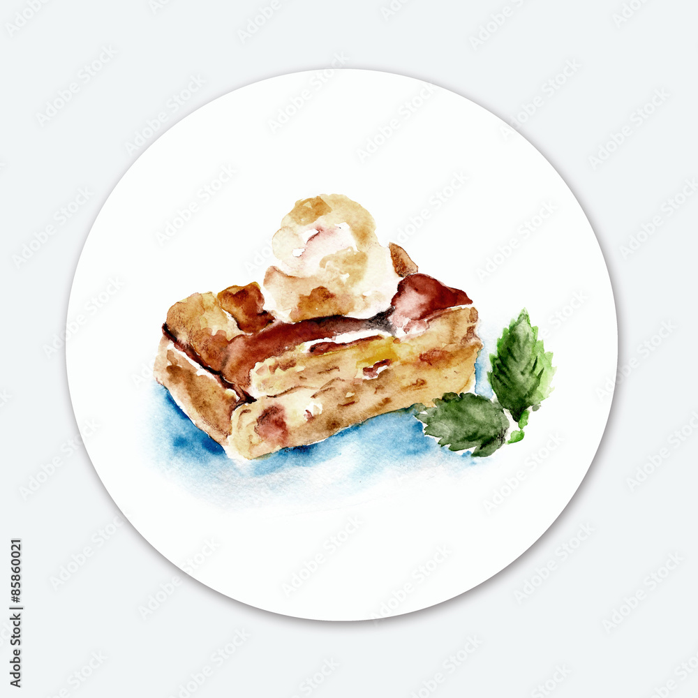 Background with dessert. Watercolor illustration Background with dessert. Watercolor illustration