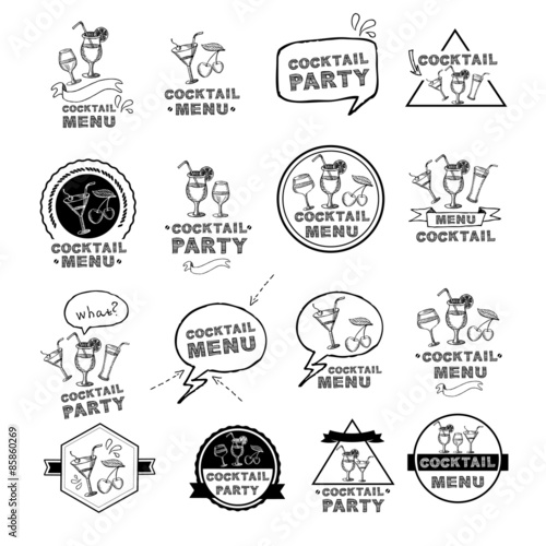 Cocktail party menu, vector illustration.