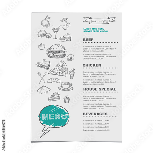 Restaurant cafe menu, template design. Food flyer.