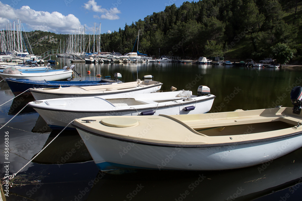 Boats in marina. Scradin (Croatia).