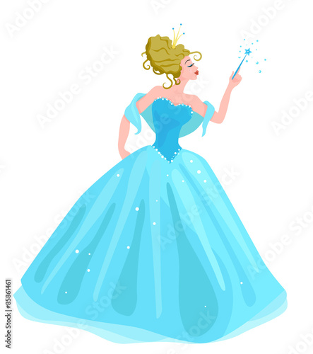 Blue fairy with a magic wand