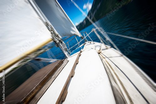 sailing on the lake - blurred style photo