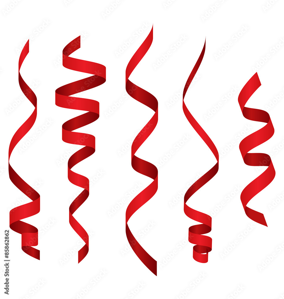 Celebration Curved Ribbons Variations Isolated on White Backgrou Celebration Curved Ribbons Variations Isolated on White Backgrou