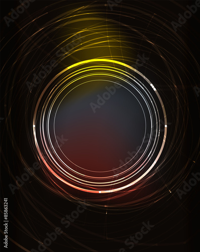 Glowing circle in dark space