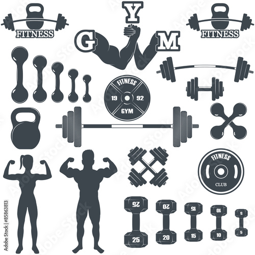 Fitness gym icons