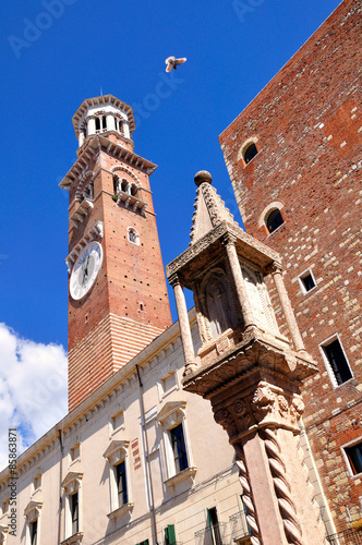 Wallpaper Mural Torre dei Lamberti, one of the tallest towers of Verona. Italy.  Torontodigital.ca