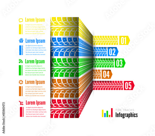 Tire tracks infographics background