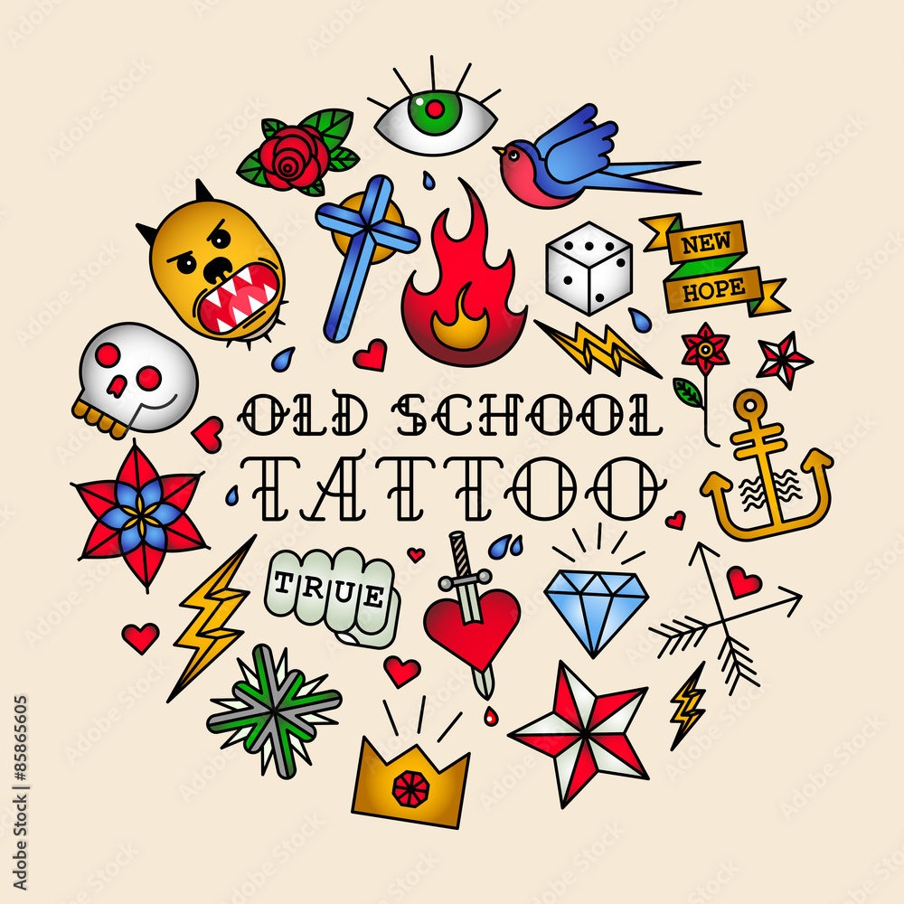 Fototapeta premium Old school tattoo