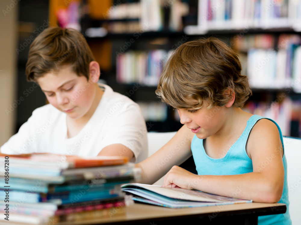 Two boys in library Two boys in library