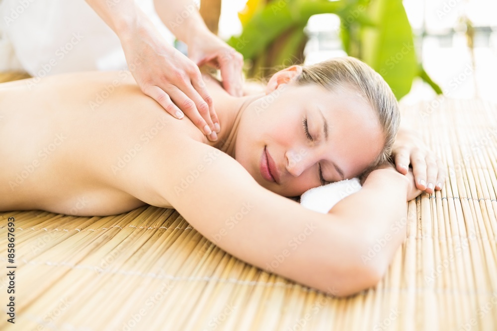 Obraz premium Attractive woman getting massage on her back