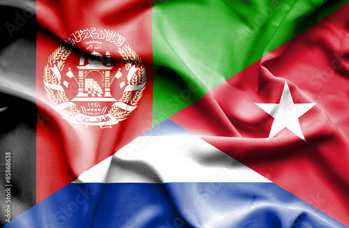 Waving flag of Cuba and Afghanistan
