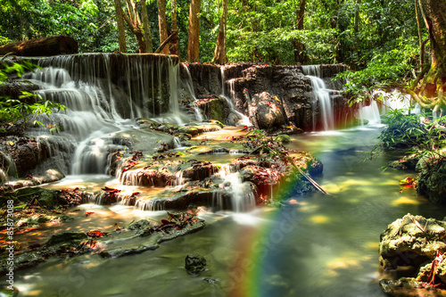 Natural waterfall in deep forest.