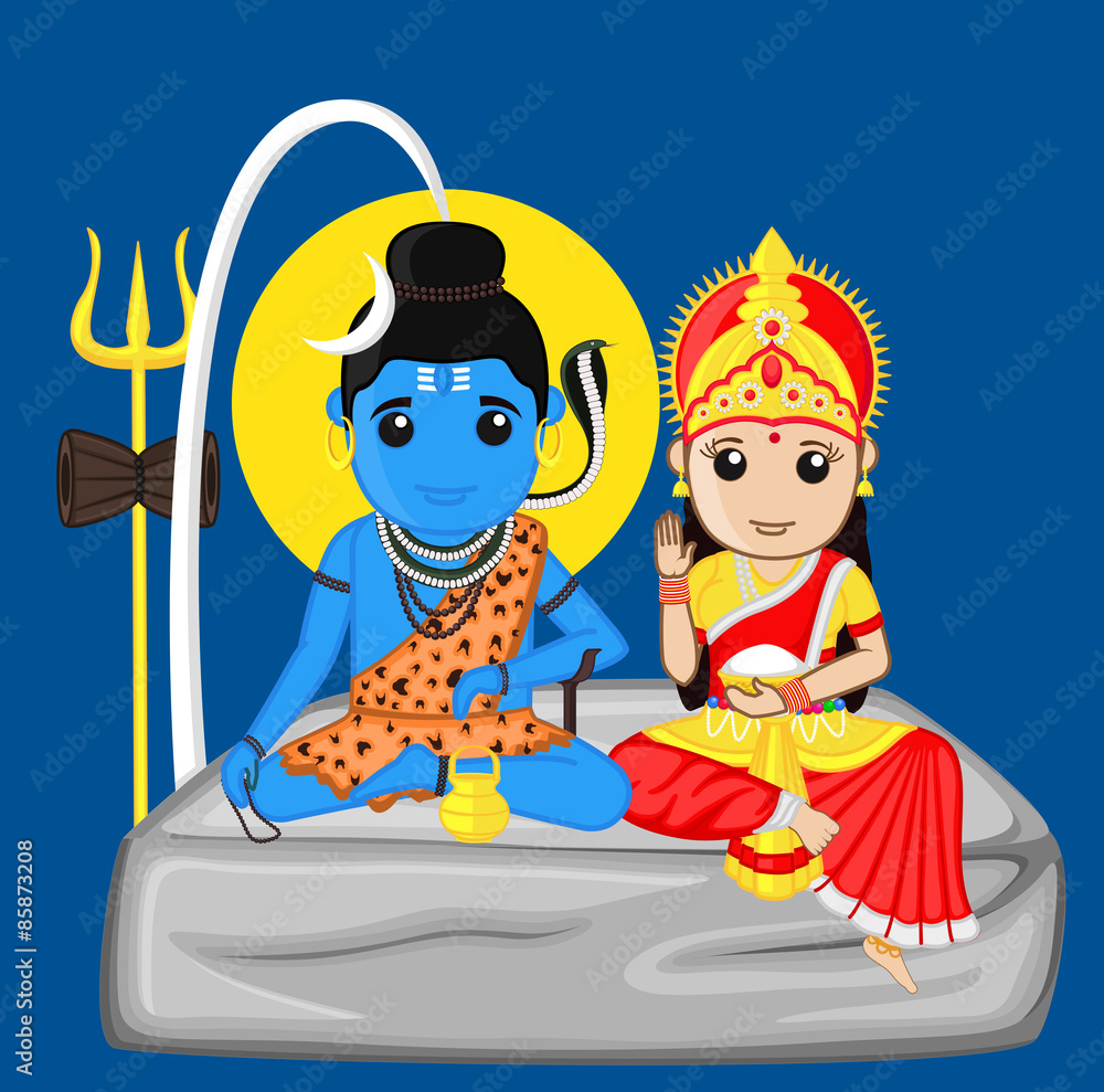 Shiva and Parvati - The Himalayan God and Goddess Stock Vector | Adobe Stock