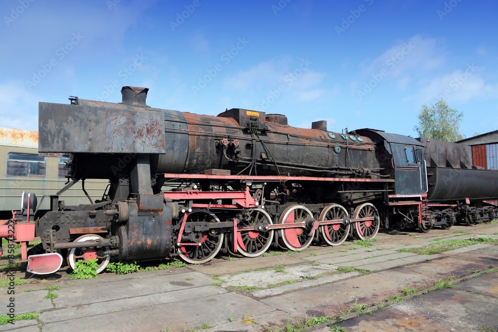 Old train - steam locomotive  in Pyskowice, Poland