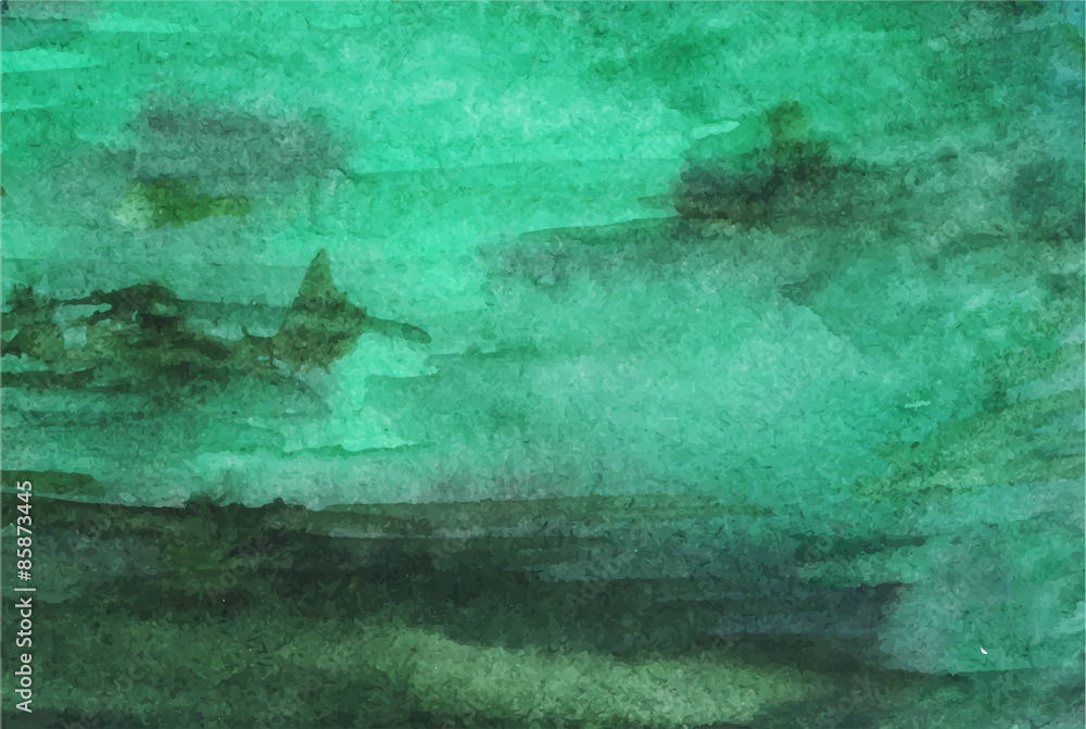 Watercolor vector green emerald background