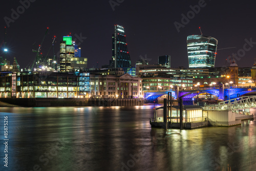 Skyscrapers at night, London city © albertobrian