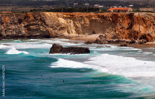 Algarve, Portugal, Europe. Atlantic coast. ocean waves of Atla