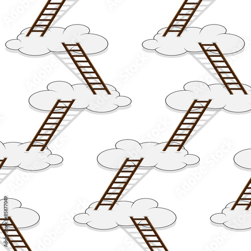 Stairway to clouds seamless pattern