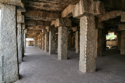 Stone pillar long corridor in hampi