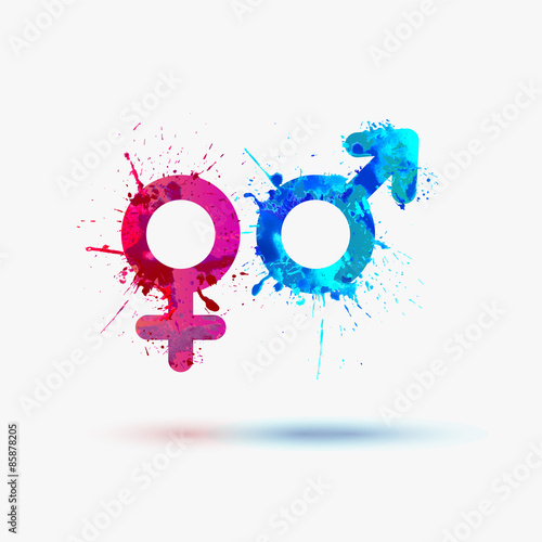 Male and female watercolor symbolsGB