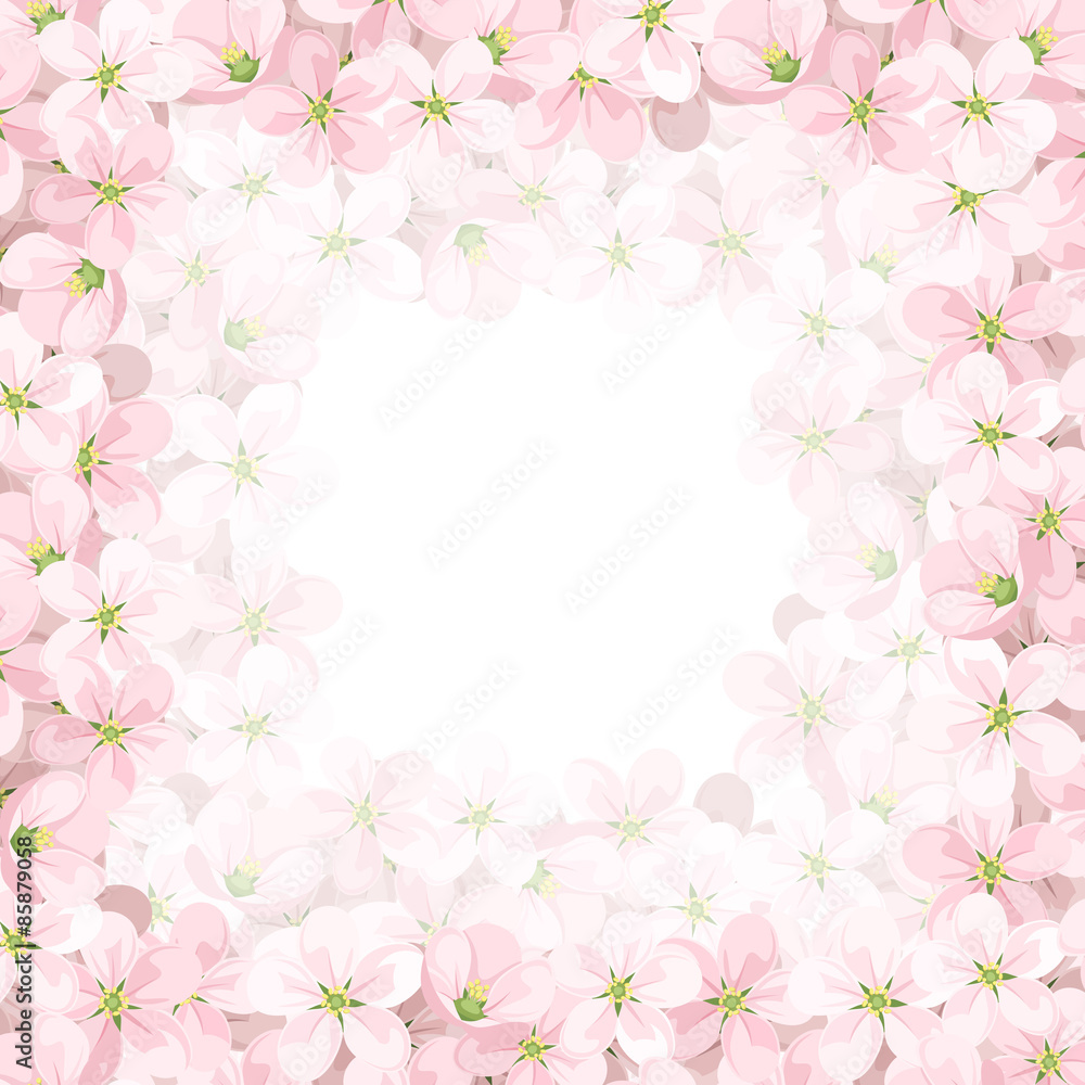 Vector background with pink apple flowers. Vector eps-10.