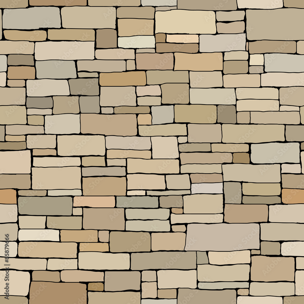 Obraz premium Seamless colored background wall of rectangular bricks.