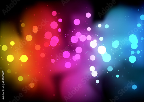 Rainbow Bokeh Background with Glowing Dots - Illustration, Vector