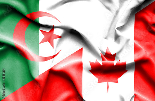 Waving flag of Canada and Algeria