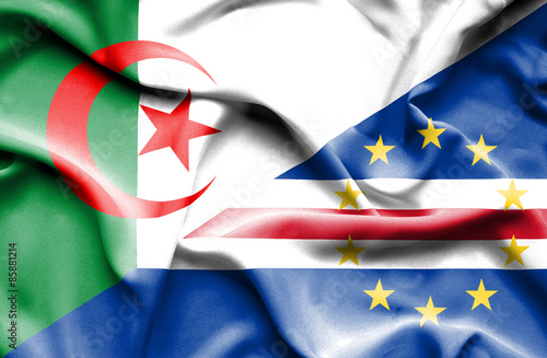 Waving flag of Cape Verde and Algeria
