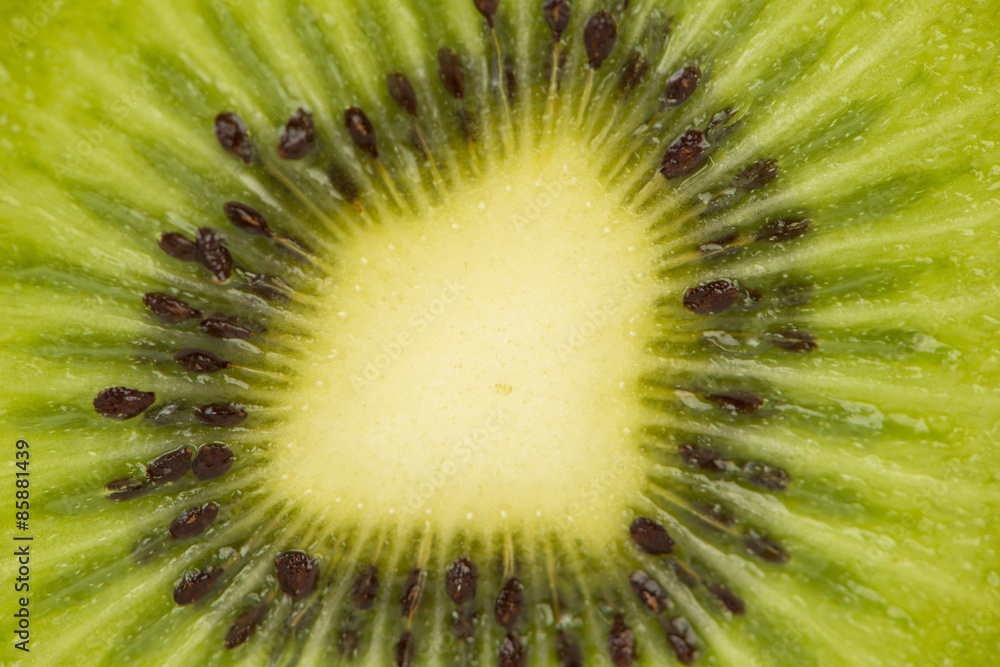 Closed up sliced kiwi fruit