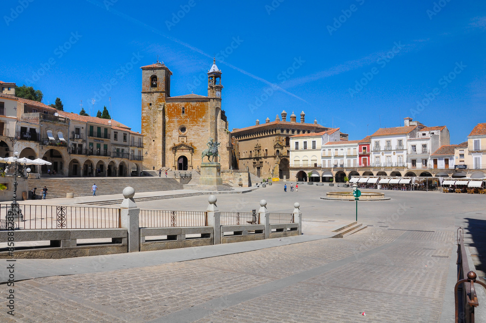 View of the Main Square of Trujillo, tourism in Spain