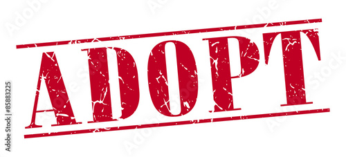 adopt red grunge vintage stamp isolated on white background