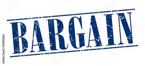 bargain blue grunge vintage stamp isolated on white background