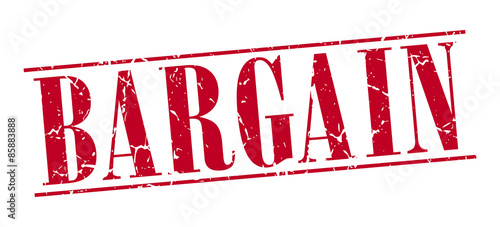 bargain red grunge vintage stamp isolated on white background