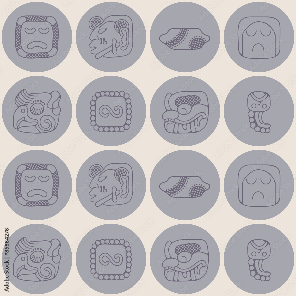 Seamless background with American Indians relics dingbats characters Seamless background with American Indians relics dingbats characters