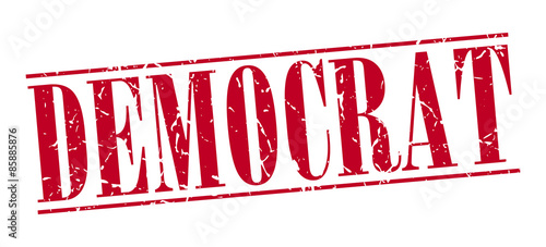 democrat red grunge vintage stamp isolated on white background