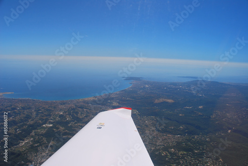 view of the french riviera, cote D'azure coast line from the sky