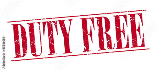 duty free red grunge vintage stamp isolated on white background