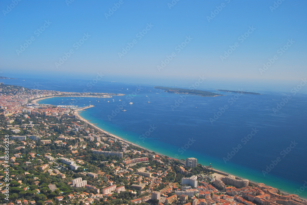 view of the french riviera, cote D'azure coast line from the sky view of the french riviera, cote D'azure coast line from the sky