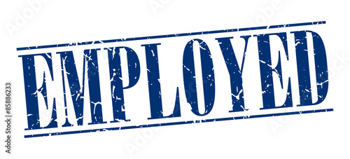 employed blue grunge vintage stamp isolated on white background