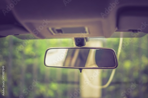 Rearview mirror in the car photo